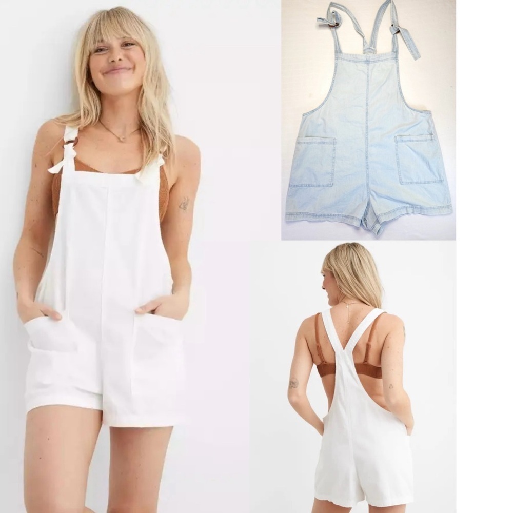 Aerie Beach Shortall in Denim Overalls size S
